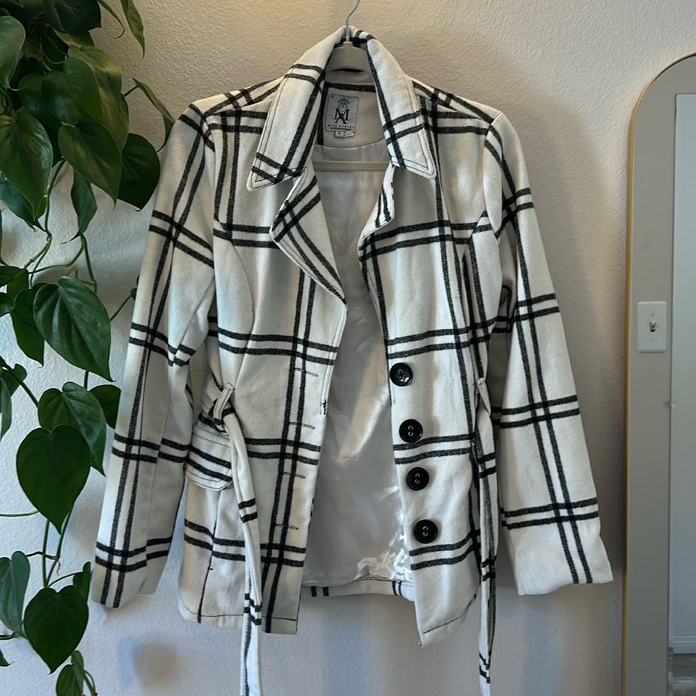 White black trench coat
